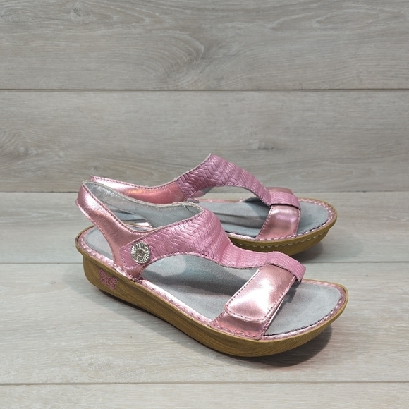 Alegria PG LiteKEN-844 Pink Leather Hook&loop Platform Sandals Shoes Sz 37/7-7.5 - Picture 1 of 12